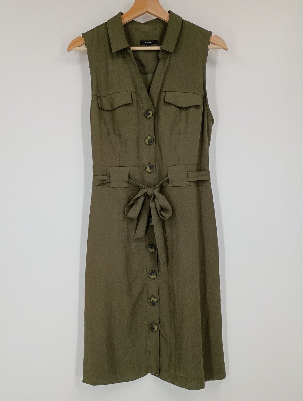 RW & Co. Belted Sleeveless Shirt Dress